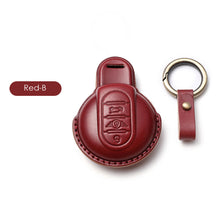 Load image into Gallery viewer, Imported Cow Leather Car Key Case Cover for BMW MINI COOPER S ONE JCW F54 F55 F56 F57 F60 CLUBMAN COUNTRYMAN Remote Fob Holder Shell Keychain
