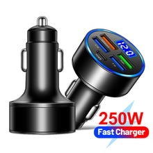 Load image into Gallery viewer, 250W 4 Port USB Car Charger Type C PD Fast Charging Adapter for Huawei OPPO Oneplus iPhone 14 Pro Max 13 12 11 Mini XS

