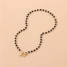 Load image into Gallery viewer, Fashionable Temperamental Black Crystal Glass Bead Necklace Simple Alloy OT Buckle Necklace Clavicle Chain Jewelry
