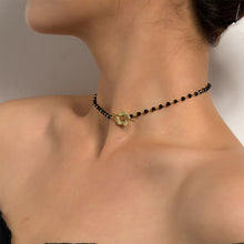 Load image into Gallery viewer, Fashionable Temperamental Black Crystal Glass Bead Necklace Simple Alloy OT Buckle Necklace Clavicle Chain Jewelry
