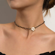 Load image into Gallery viewer, Fashionable Temperamental Black Crystal Glass Bead Necklace Simple Alloy OT Buckle Necklace Clavicle Chain Jewelry
