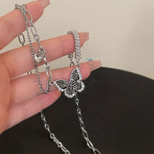 Load image into Gallery viewer, Black Zircon Butterfly Necklace Personalized Versatile Alloy Splicing Chain Necklace Clavicle Chain Jewelry
