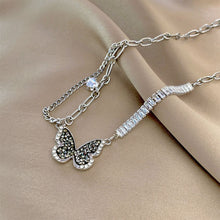 Load image into Gallery viewer, Black Zircon Butterfly Necklace Personalized Versatile Alloy Splicing Chain Necklace Clavicle Chain Jewelry
