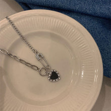 Load image into Gallery viewer, Black Heart Pendant Necklace Personalized Versatile Alloy Pin Splicing Chain Necklace Clavicle Chain Jewelry
