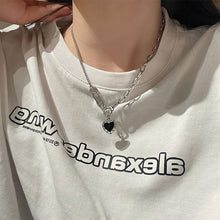 Load image into Gallery viewer, Black Heart Pendant Necklace Personalized Versatile Alloy Pin Splicing Chain Necklace Clavicle Chain Jewelry
