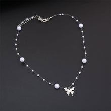 Load image into Gallery viewer, Simple Pearl Butterfly Necklace Versatile Alloy Butterfly Pendant Necklace Clavicle Chain Jewelry Accessory
