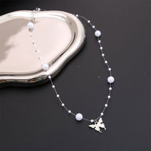 Load image into Gallery viewer, Simple Pearl Butterfly Necklace Versatile Alloy Butterfly Pendant Necklace Clavicle Chain Jewelry Accessory
