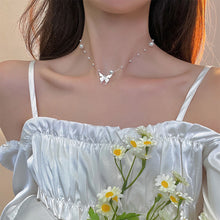 Load image into Gallery viewer, Simple Pearl Butterfly Necklace Versatile Alloy Butterfly Pendant Necklace Clavicle Chain Jewelry Accessory
