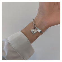 Load image into Gallery viewer, Spliced Chain Heart-shaped Pendant Bracelet Anklet Silver Simple Versatile Alloy Bracelet Women Jewelry
