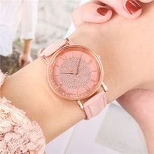 Load image into Gallery viewer, Fashionable Casual Quartz Rhinestone Watch Multicolored Imitation Leather Watchband Wrist Watch for Women
