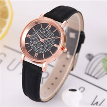 Load image into Gallery viewer, Fashionable Casual Quartz Rhinestone Watch Multicolored Imitation Leather Watchband Wrist Watch for Women
