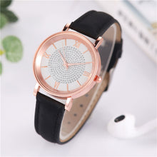 Load image into Gallery viewer, Fashionable Casual Quartz Rhinestone Watch Multicolored Imitation Leather Watchband Wrist Watch for Women
