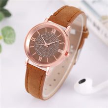 Load image into Gallery viewer, Fashionable Casual Quartz Rhinestone Watch Multicolored Imitation Leather Watchband Wrist Watch for Women
