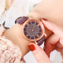 Load image into Gallery viewer, Fashionable Casual Quartz Rhinestone Watch Multicolored Imitation Leather Watchband Wrist Watch for Women
