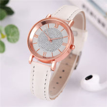 Load image into Gallery viewer, Fashionable Casual Quartz Rhinestone Watch Multicolored Imitation Leather Watchband Wrist Watch for Women
