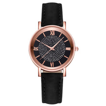 Load image into Gallery viewer, Fashionable Casual Quartz Rhinestone Watch Multicolored Imitation Leather Watchband Wrist Watch for Women
