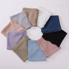 Load image into Gallery viewer, Fashion Silky Satin Turbans For Women Plain Lace Head Scarf For Ladies Elegant Shawl Muslim Scarves Head Wraps
