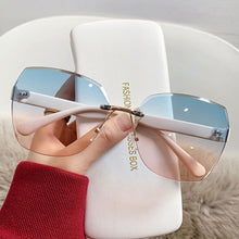 Load image into Gallery viewer, Frameless Cut Edge Sunglasses Dual Color Gradient Summer Beach Sunglasses Fashion Women's Windproof Driving Glasses
