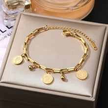 Load image into Gallery viewer, Titanium Steel Personalized Round Pendant Bracelet Exquisite Alloy Bracelet Women Hand Jewelry Accessories
