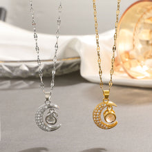 Load image into Gallery viewer, Diamond Moon Projection Necklace In 100 Languages I Love You Couple Necklace Birthday Gift Women Elegant Necklace

