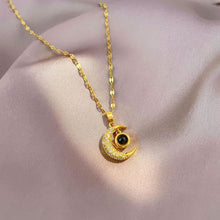 Load image into Gallery viewer, Diamond Moon Projection Necklace In 100 Languages I Love You Couple Necklace Birthday Gift Women Elegant Necklace
