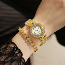 Load image into Gallery viewer, Shiny Fashion Roman Patterned Diamond Studded Women's Performance Watch Quartz Bracelet Daily Ladies Wristwatch
