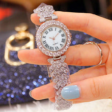 Load image into Gallery viewer, Shiny Fashion Roman Patterned Diamond Studded Women's Performance Watch Quartz Bracelet Daily Ladies Wristwatch
