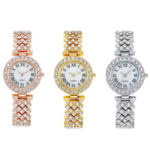 Load image into Gallery viewer, Shiny Fashion Roman Patterned Diamond Studded Women's Performance Watch Quartz Bracelet Daily Ladies Wristwatch
