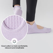 Load image into Gallery viewer, Women Five-Finger Yoga Socks Cotton Non-Slip Breathable Heel Lift Embroidery Backless Sports Toe Socks Fitness Pilates Ballet Equipment
