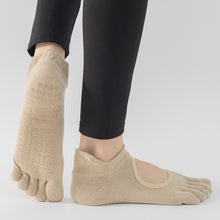 Load image into Gallery viewer, Women Five-Finger Yoga Socks Cotton Non-Slip Breathable Heel Lift Embroidery Backless Sports Toe Socks Fitness Pilates Ballet Equipment
