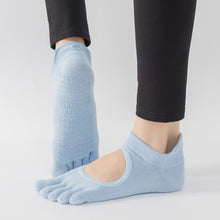 Load image into Gallery viewer, Women Five-Finger Yoga Socks Cotton Non-Slip Breathable Heel Lift Embroidery Backless Sports Toe Socks Fitness Pilates Ballet Equipment
