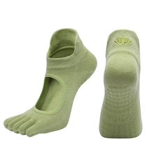 Load image into Gallery viewer, Women Five-Finger Yoga Socks Cotton Non-Slip Breathable Heel Lift Embroidery Backless Sports Toe Socks Fitness Pilates Ballet Equipment
