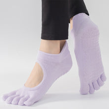 Load image into Gallery viewer, Women Five-Finger Yoga Socks Cotton Non-Slip Breathable Heel Lift Embroidery Backless Sports Toe Socks Fitness Pilates Ballet Equipment
