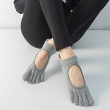 Load image into Gallery viewer, Women Five-Finger Yoga Socks Cotton Non-Slip Breathable Heel Lift Embroidery Backless Sports Toe Socks Fitness Pilates Ballet Equipment

