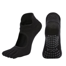 Load image into Gallery viewer, Women Five-Finger Yoga Socks Cotton Non-Slip Breathable Heel Lift Embroidery Backless Sports Toe Socks Fitness Pilates Ballet Equipment
