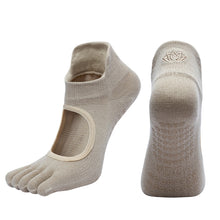Load image into Gallery viewer, Women Five-Finger Yoga Socks Cotton Non-Slip Breathable Heel Lift Embroidery Backless Sports Toe Socks Fitness Pilates Ballet Equipment
