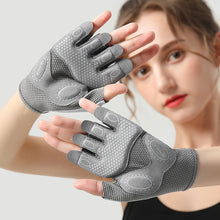 Load image into Gallery viewer, Professional Sports Gloves Women Outdoor Cycling Fitness Lifting Anti-Slip Wear High Elastic Silicone Shock Absorbing Half Finger Gloves
