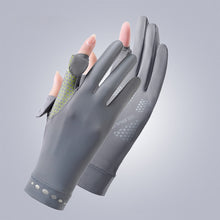 Load image into Gallery viewer, Summer Women's Sunscreen Gloves Flip Finger Anti-Slip Ice Silk Breathable Driving Riding Outdoor UV Protection Gloves
