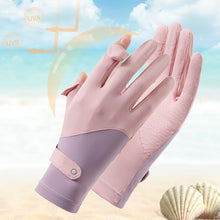 Load image into Gallery viewer, Summer Women's Sunscreen Gloves Flip Finger Anti-Slip Ice Silk Breathable Driving Riding Outdoor UV Protection Gloves
