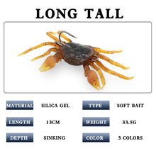 Load image into Gallery viewer, 13CM/33.5G Submerged Long Cast Crab Soft Bait Anti-Hanging Bottom Double Hook Simulation Lure Bait Fishing Accessories
