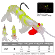 Load image into Gallery viewer, 6G/13G/19G Silicone Luminous Five Section Soft Shrimp Bait With Lead Drop Simulation Broken Section Shrimp Bait Fishing Accessories
