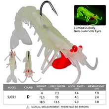 Load image into Gallery viewer, 6G/13G/19G Silicone Luminous Five Section Soft Shrimp Bait With Lead Drop Simulation Broken Section Shrimp Bait Fishing Accessories
