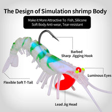 Load image into Gallery viewer, 6G/13G/19G Silicone Luminous Five Section Soft Shrimp Bait With Lead Drop Simulation Broken Section Shrimp Bait Fishing Accessories
