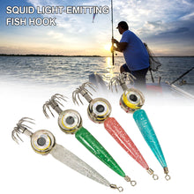 Load image into Gallery viewer, 2# Hook Multi-Color LED Lure Light Squid Style With Umbrella Hook Electroluminescent Underwater Fishing Light
