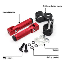 Load image into Gallery viewer, 1Pair Universal CNC Aluminum Motorcycle Part 8mm Pedals Folded Footrest Footpeg Motorcycles Mopeds Karts Scooters Bicycle
