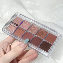 Load image into Gallery viewer, 10 Colors Eyeshadow Palette Portable Fine Powder Texture Matte Pearlescent Eyeshadow Palette Long-lasting Eye Makeup Cosmetics
