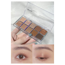Load image into Gallery viewer, 10 Colors Eyeshadow Palette Portable Fine Powder Texture Matte Pearlescent Eyeshadow Palette Long-lasting Eye Makeup Cosmetics

