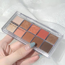 Load image into Gallery viewer, 10 Colors Eyeshadow Palette Portable Fine Powder Texture Matte Pearlescent Eyeshadow Palette Long-lasting Eye Makeup Cosmetics
