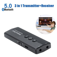 Load image into Gallery viewer, Wireless Audio Bluetooth 5.0 Adapter Transmitter Receiver with 3.5mm Aux Cable for TV Car Stereo Laptop Phone Headphones
