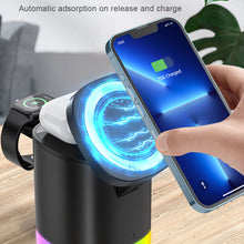 Load image into Gallery viewer, Magnetic Wireless Charger 3 In 1 For Apple Watch iPhone Qi Fast Charging Docking Station RBG Night Light Induction Charger Stand
